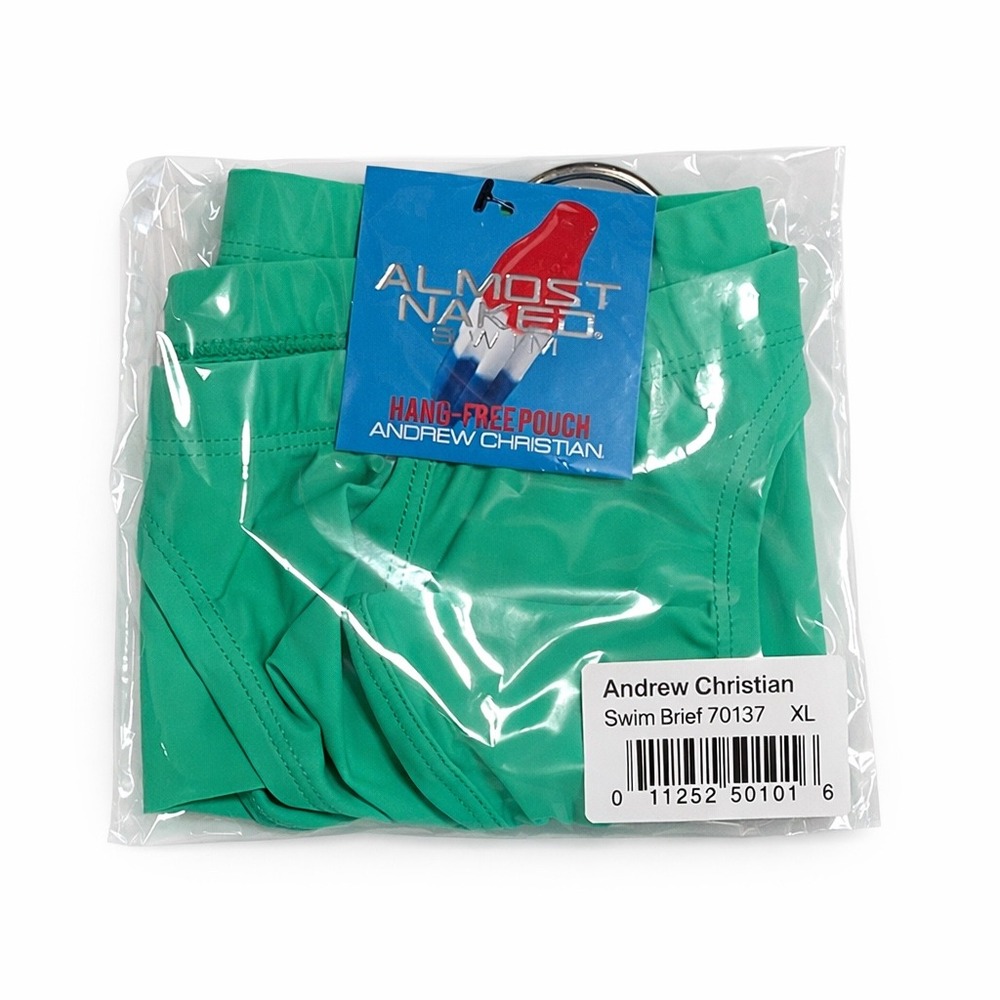 Andrew Christian XL (35-38) Green Almost Naked Swim Brief O-Ring 70137 NWT - Picture 9 of 10